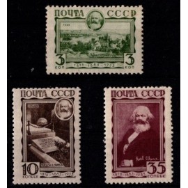 1933 - Sovjetunionen/CCCP - AFA 431-33 - Frimærke - Karl Marx's 50-års dødsdag - Komplet sæt - Ustemplet.